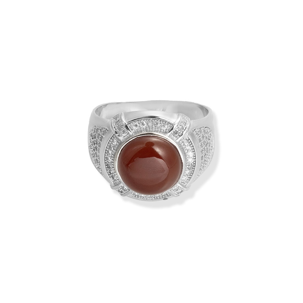Men Silver Ring, Red Stone (S-5142)