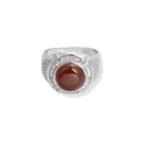 Men Silver Ring, Red Stone (S-5142)