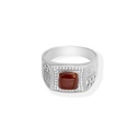 Men Silver Ring, Red Stone (S-6949)