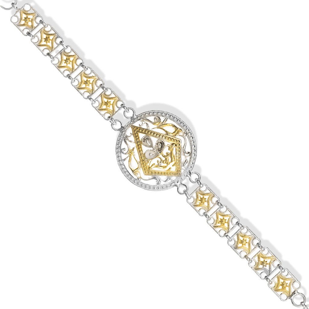 Omani Silver Bracelet & Ring, partially gold plated (OBRS181)