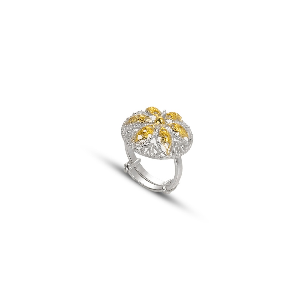 Omani Silver Bracelet & Ring, partially gold plated (OBRS176)