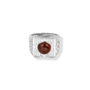 Men Silver Ring, Red Stone (S-6929)