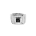Men Silver Ring, Black Stone (S-6946)