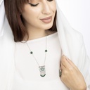 Kahilah's Silver Necklace with Malachite stone and drops-small (KC35)