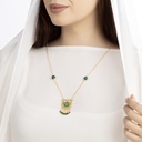 Kahilah's Gold-Plated Silver Necklace with Malachite stone and drops-small (KC36)