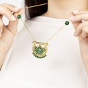 Kahilah's Gold-Plated Silver Necklace with Malachite stone  (KC27)
