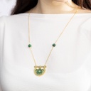 Kahilah's Gold-Plated Silver Necklace with Malachite stone  (KC26)