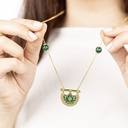 Kahilah's Gold-Plated Silver Necklace with Malachite stone -small (KC32)