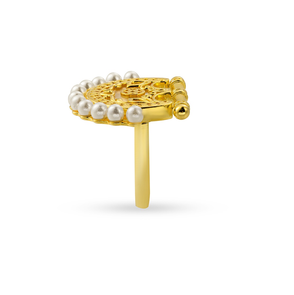 Kahilah's Gold-Plated Silver Ring with Pearl (KC8)