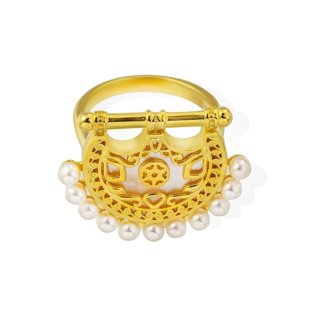 Kahilah's Gold-Plated Silver Ring with Pearl (KC8)