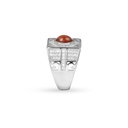 Men Silver Ring, Red Stone (S-6950)