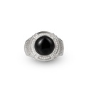 Men Silver Ring, Black Stone (S-5142)