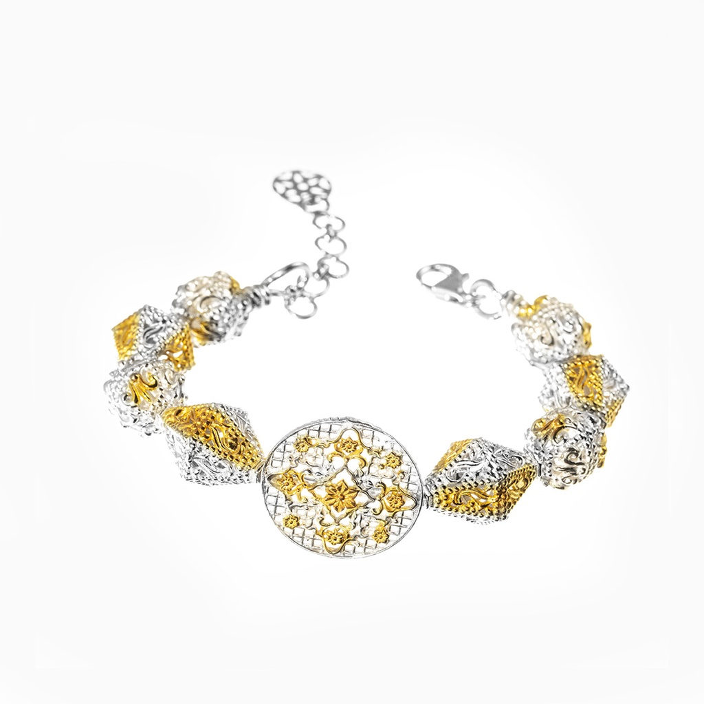 Omani Silver Teembe Bangle , partially gold plated (OTB133)