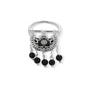 Kahila's Silver Ring with Black Onyx Stone and Drops (KC97)