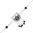 Kahila's Silver Bracelet with Black Onyx Stone and Drops (KC100)