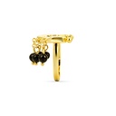 Kahila's Gold - Plated Silver Ring with Black Onyx Stone and Drop (KC116)