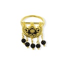 Kahila's Gold - Plated Silver Ring with Black Onyx Stone and Drop (KC116)
