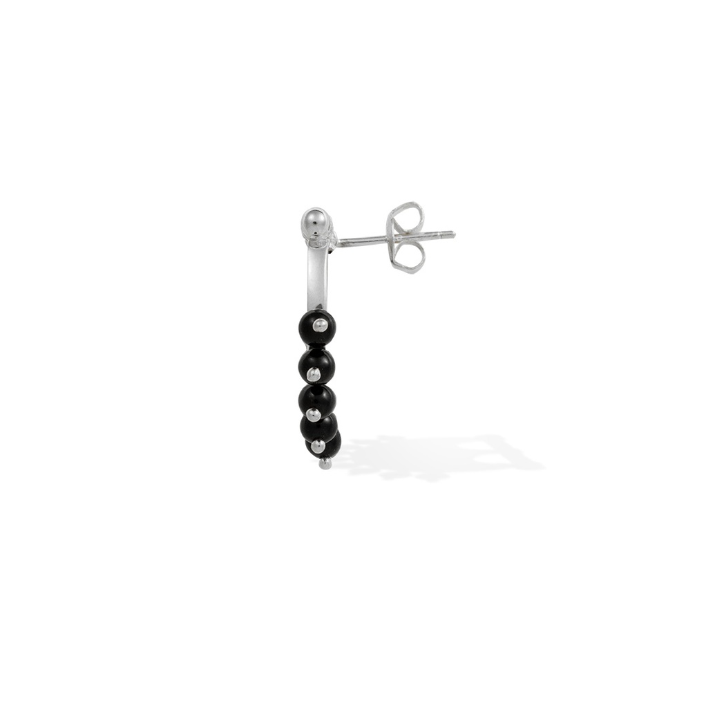 Kahila's Silver Earring with Black Onyx Stone (KC108)