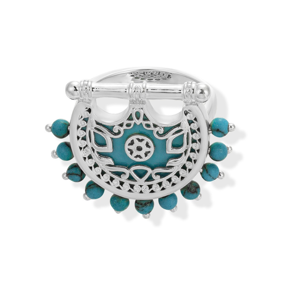 Kahila's Silver Ring with Turquoise Stone (KC65)
