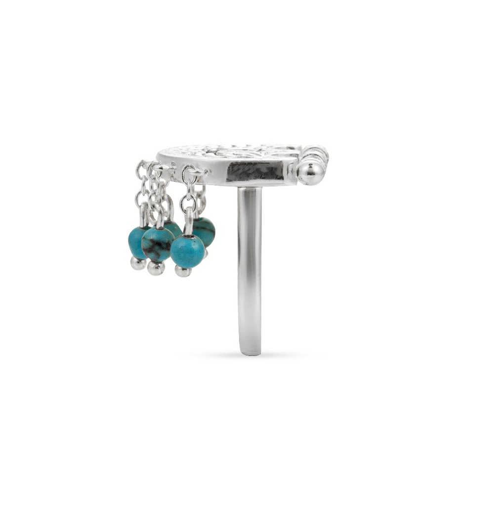 Kahila's Silver Ring with Turquoise Stone and Drop (KC64)