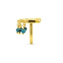 Kahila's Gold Plated- Silver Ring with Turquoise Stone and Drops (KC81)