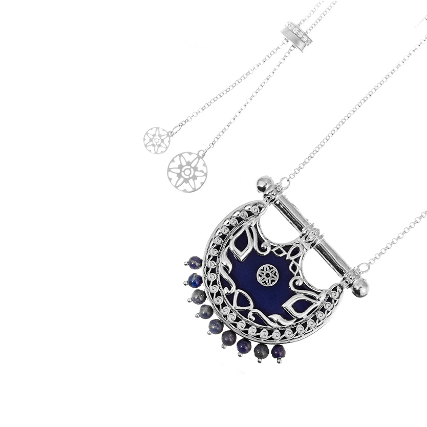 Kahila's Silver Necklace with Lazord Stone- Small (KC139)