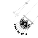 Kahila's Silver Necklace with Black Onyx Stone and Drops - Large (KC103)
