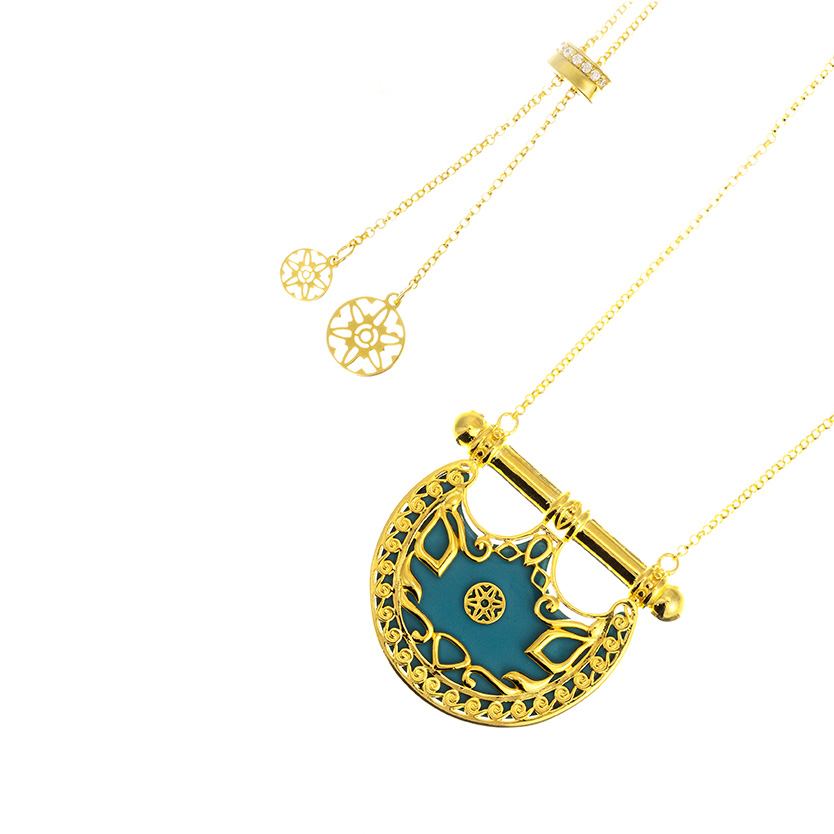 Kahila's Gold - Plated Silver Necklace with Turquoise - Small (KC89)