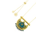 Kahila's Gold - Plated Silver Necklace with Turquoise Stone - Large (KC92)